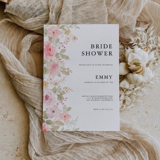 Roos bruiloft bruidsdouche uitnodiging