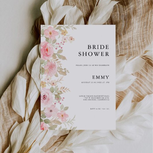 Roos bruiloft bruidsdouche uitnodiging