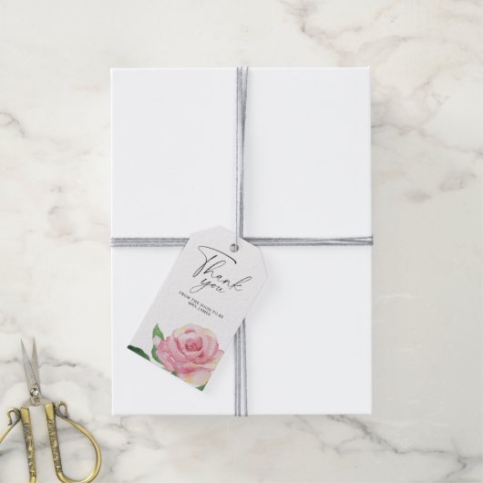 Roos - bruiloft dank je cadeaulabel (Met Touw)