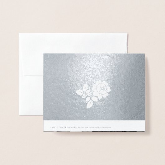 Roos bruiloft Dank u kraft papier foto zilver Folie Kaarten (Met envelop)