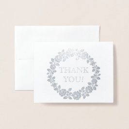 Roos bruiloft Dank u kraft papier foto zilver Folie Kaarten