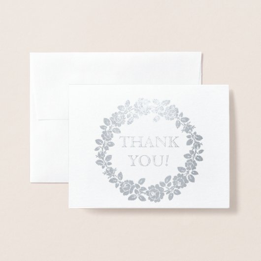 Roos bruiloft Dank u kraft papier foto zilver Folie Kaarten (Voorkant met envelop)
