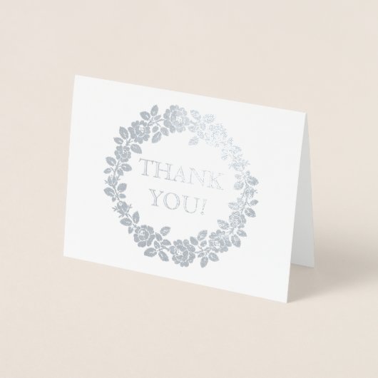 Roos bruiloft Dank u kraft papier foto zilver Folie Kaarten (Voorkant)