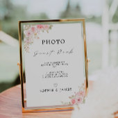 Roos bruiloft foto gastenboek teken Sjabloon, Kaart