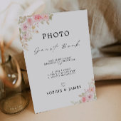 Roos bruiloft foto gastenboek teken Sjabloon, Kaart