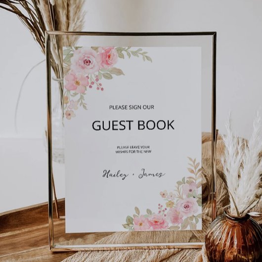 Roos bruiloft gastenboek teken Sjabloon Kaart