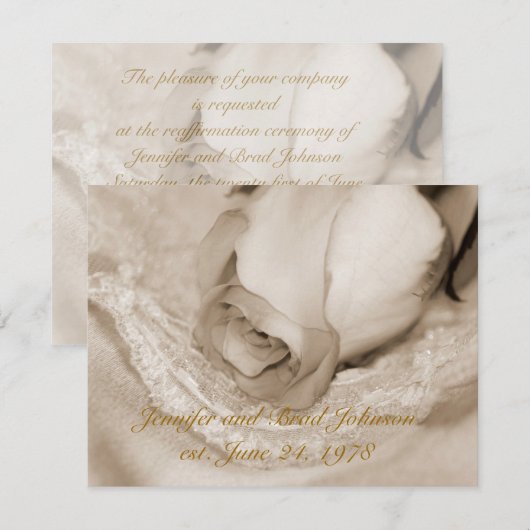 Roos bruiloft gelofte verlenging kaart (Voorkant / Achterkant)