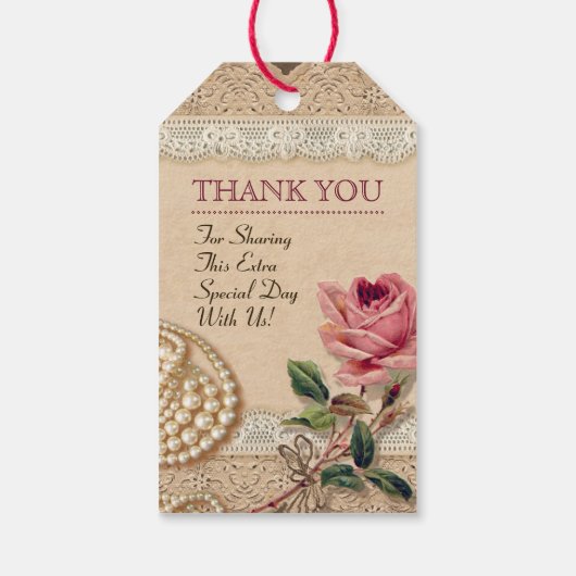  Roos bruiloft gunst Labels Cadeaulabel (Achterkant)