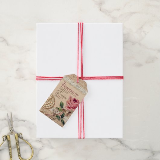  Roos bruiloft gunst Labels Cadeaulabel (Met Touw)