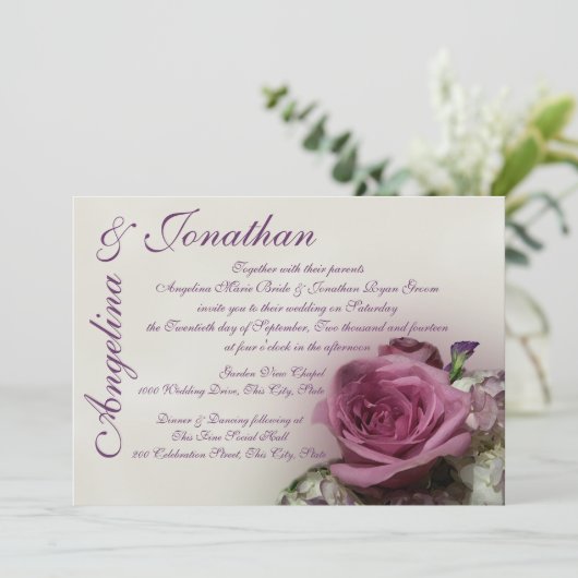  Roos bruiloft Kaart (Staand voorkant)