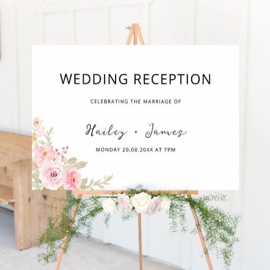 Roos bruiloft receptie welkomstbord poster