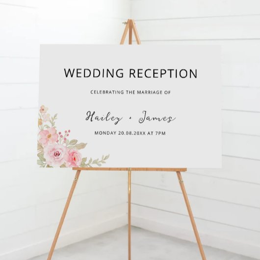 Roos bruiloft receptie welkomstbord poster