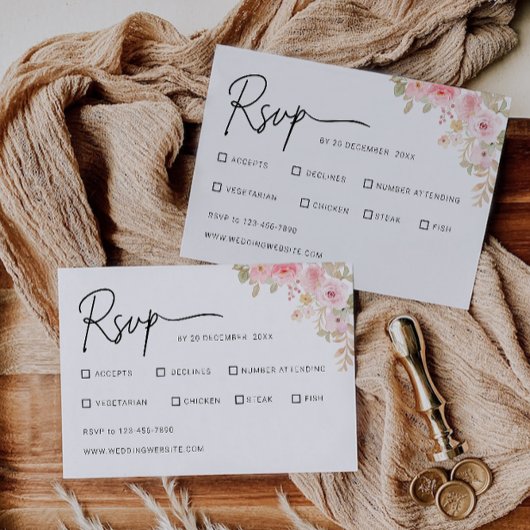 Roos bruiloft RSVP Kaart Sjabloon