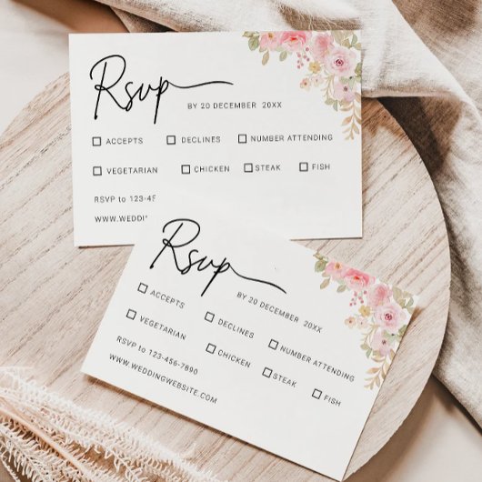 Roos bruiloft RSVP Kaart Sjabloon