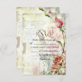  Roos bruiloft RSVP Kaartje (Voorkant / Achterkant)