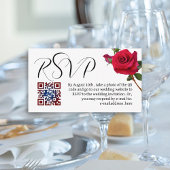 Roos Bruiloft RSVP QR code Behuizing Kaart