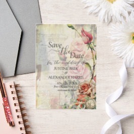  Roos bruiloft Save the Date Vellum Uitnodigingen
