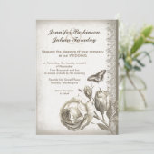 roos bruiloft uitnodiging (Staand voorkant)