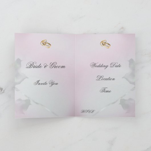 Roos bruiloft uitnodiging Kaart (Binnen)