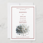 Roos bruiloft uitnodiging met witte rozen (Voorkant)