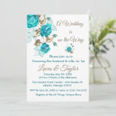 Roos bruiloft uitnodigingen met Turquoise & Gold (Staand voorkant)