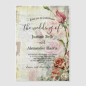  Roos bruiloft Vellum Uitnodigingen (Voorkant)