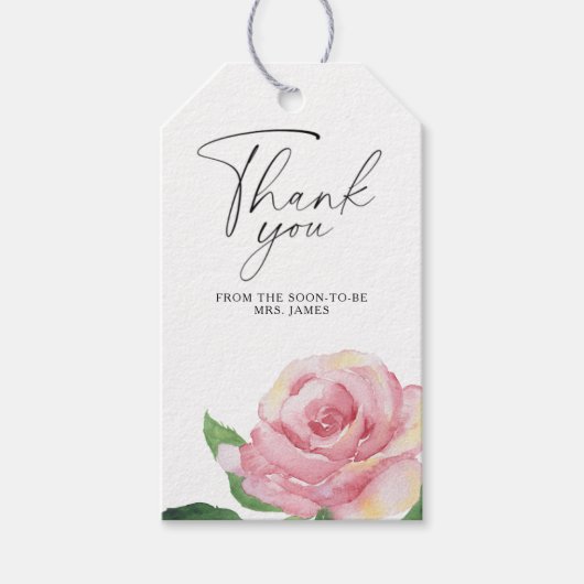 Roos - bruiloftsshower bedankje cadeaulabel (Voorkant)