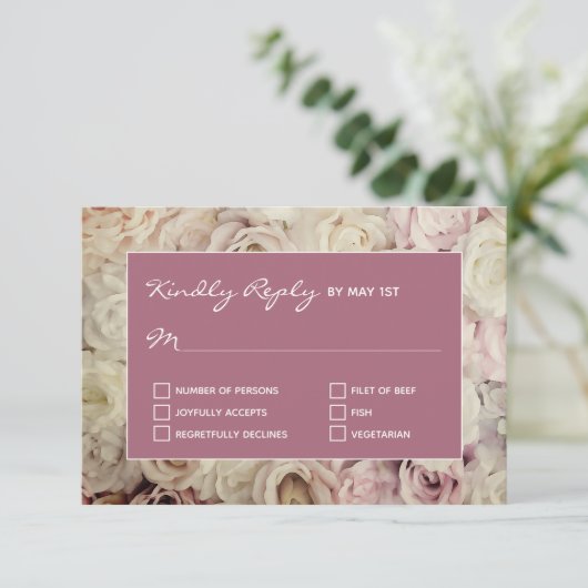 Roos bruine Mulberry RSVP Kaarten Roos Achtergrond (Staand voorkant)