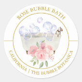 Roos Bubble Badlabel Ronde Sticker (Voorkant)