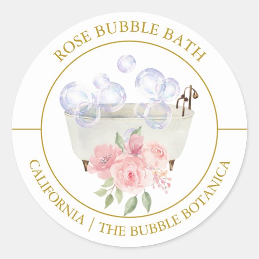 Roos Bubble Badlabel Ronde Sticker (Voorkant)
