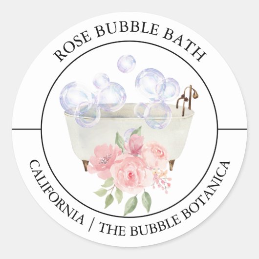 Roos Bubble Badlabel Ronde Sticker (Voorkant)