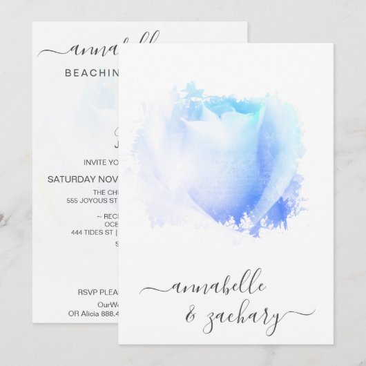 *~* Roos Bud + RSVP - QR AR8 Huwelijksuitnodiging Kaart (Voorkant / Achterkant)