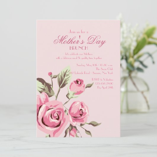 Roos Buds-uitnodiging Kaart (Staand voorkant)