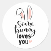 Roos Bunny verraadt een beetje Bunny houdt van je  Ronde Sticker (Voorkant)