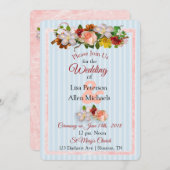 Roos Burgundy Blue Floral Weddenschap Kaart (Voorkant / Achterkant)