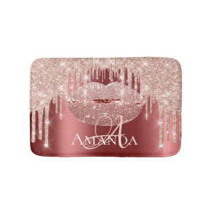 Roos Burgundy Glitter Name Monogram Makeup Badmat