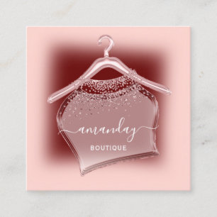 Roos Burgundy Mode Boutique Shop Cloth Hanger Vierkante Visitekaartje