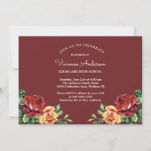  Roos Burgundy Red Afstuderen Foto Afstudeerder Kaart (Achterkant)