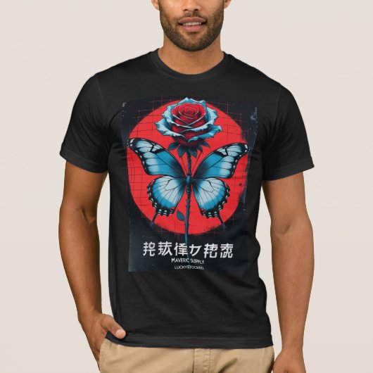 ROOS BUTTERFLY T SHIRT (Voorkant)