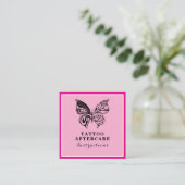 Roos Butterfly Tattoo Nazorg Instructies Vierkante Visitekaartje (Staand voorkant)