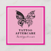 Roos Butterfly Tattoo Nazorg Instructies Vierkante Visitekaartje (Voorkant)