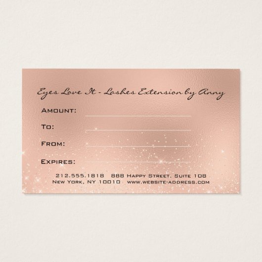 Roos Cadeaubon Sparkl Lash Extension Makeup Visitekaartje (Achterkant)