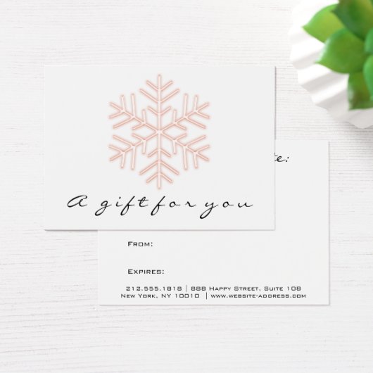 Roos Cadeaucertificaat Roze Makeup Holiday Snow Visitekaartje (Bureau)