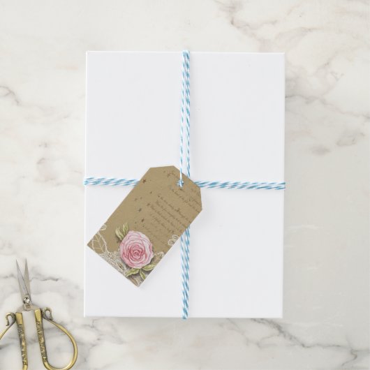 Roos Cadeaulabel (Met Touw)