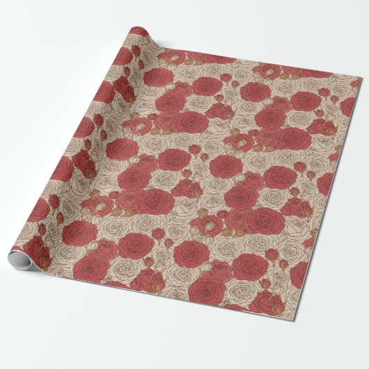 Roos Cadeaupapier (Uitgerold)