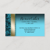 Roos Cake Bakery Elegant Blue Crush Velvet Visitekaartje (Achterkant)