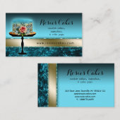 Roos Cake Bakery Elegant Blue Crush Velvet Visitekaartje (Voorkant / Achterkant)