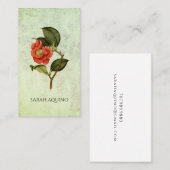 Roos Camellia Floral op getextureerd blad Visitekaartje (Voorkant / Achterkant)
