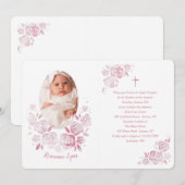 Roos Cameo Doop Foto Uitnodiging (Voorkant / Achterkant)