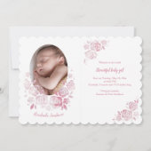 Roos Cameo Fotogeboorteaankondiging Kaart (Voorkant)